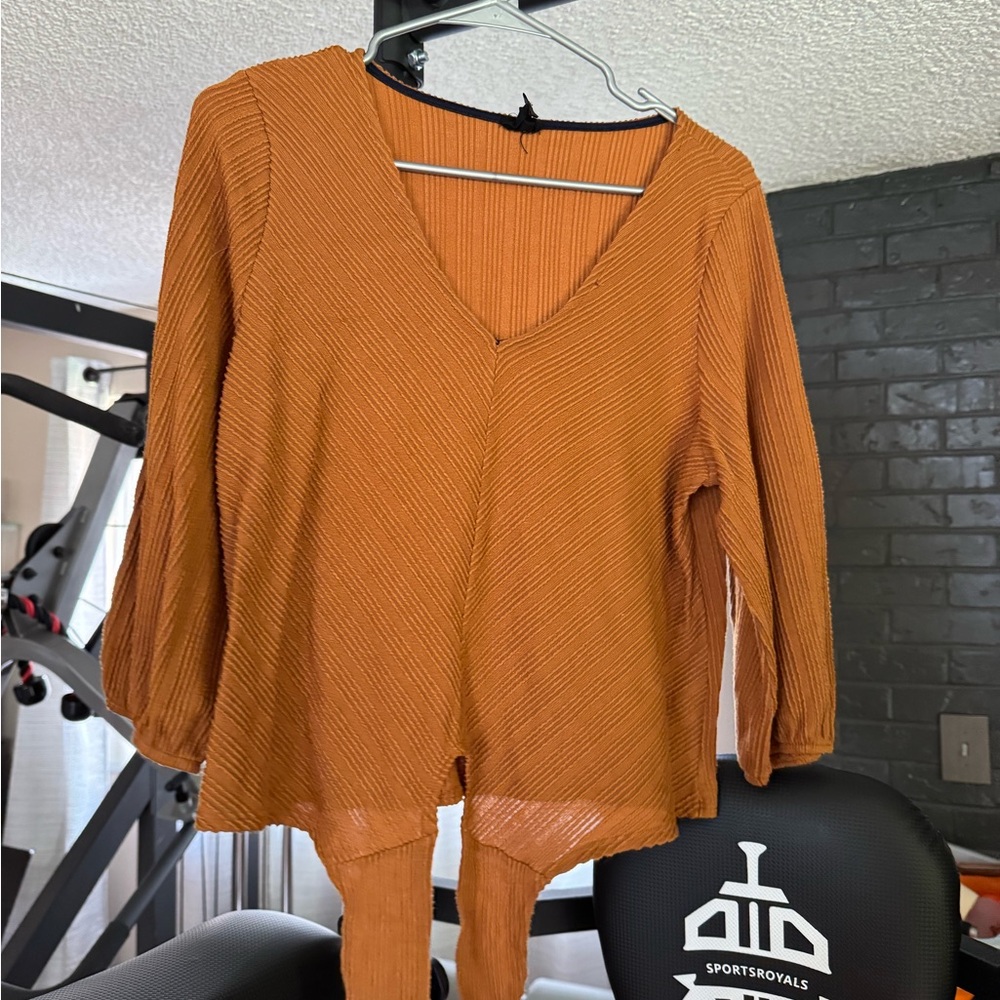 Women's Orange V-Neck Top